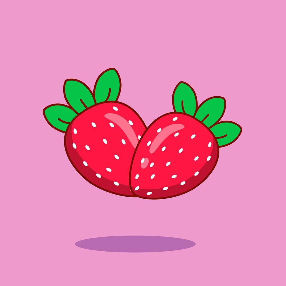 morangos bonitos dos desenhos animados. ilustração em vetor de frutas. comida saudável