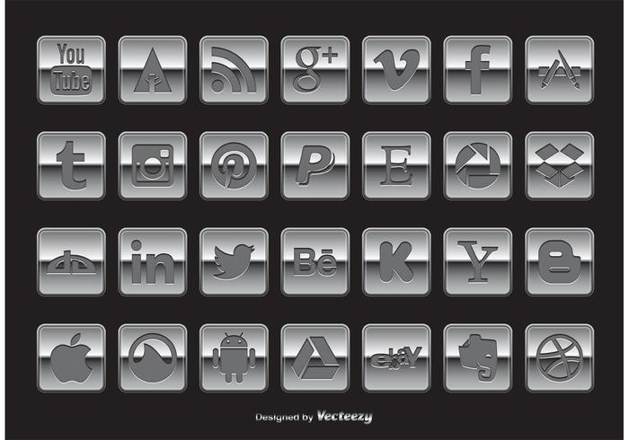 Conjunto de ícones de mídia social de estilo do Chrome vetor