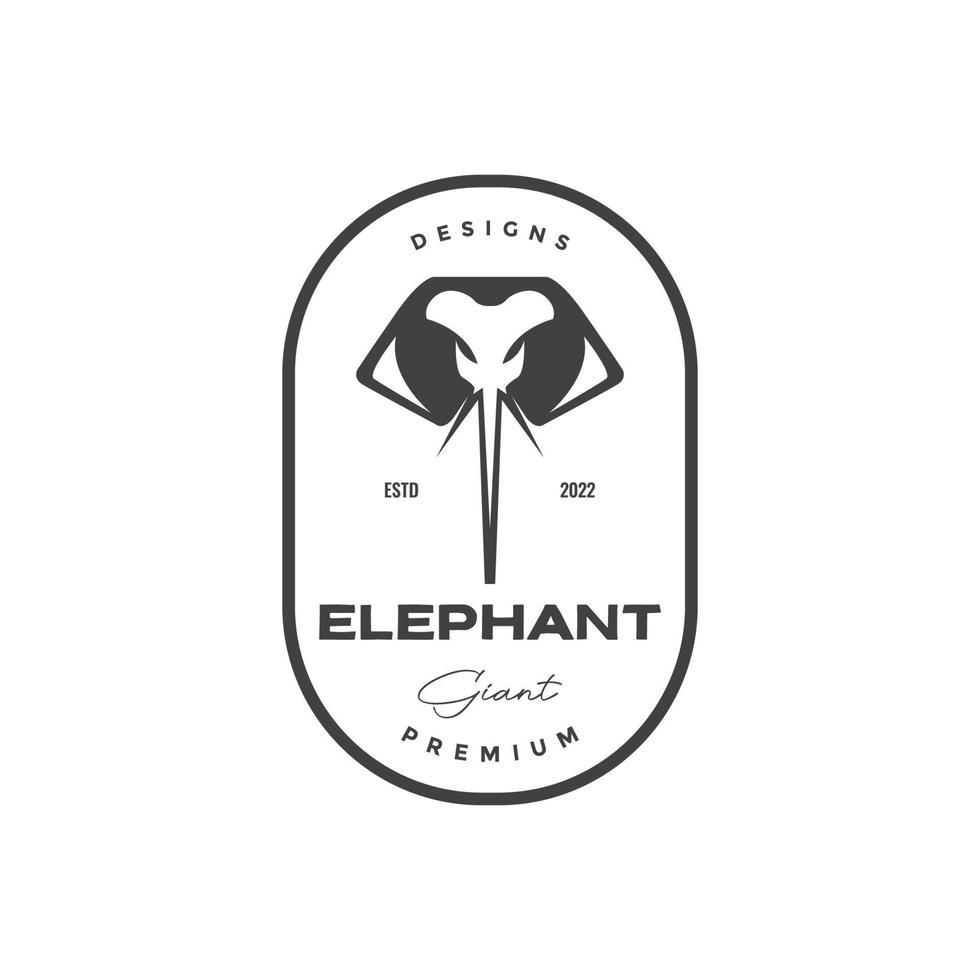 vintage de crachá com design de logotipo de elefante de cabeça vetor gráfico símbolo ícone ilustração ideia criativa