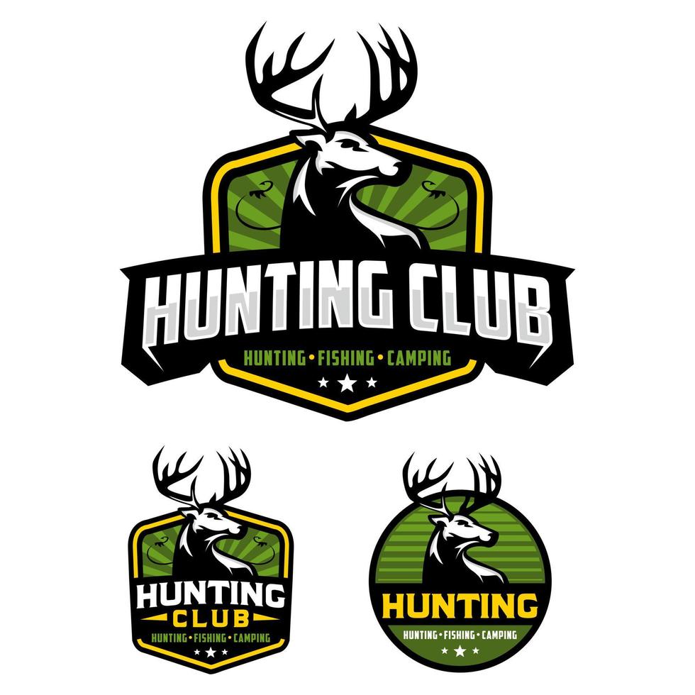 modelo de logotipo de distintivo de clube de caça vetor