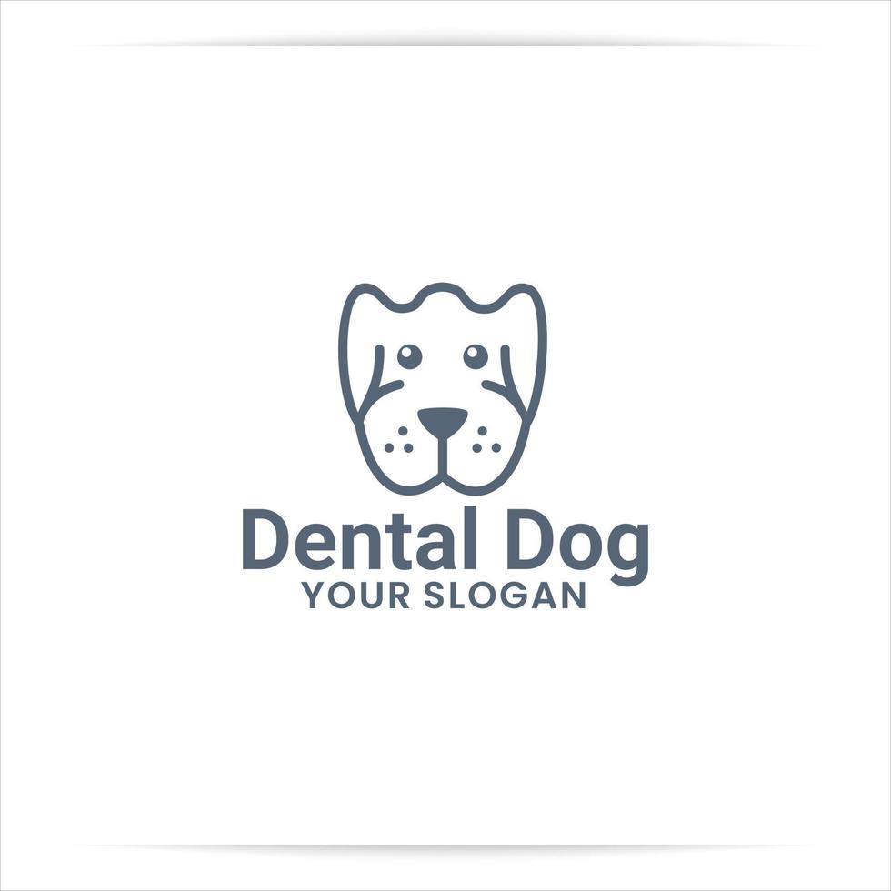 vetor de design de logotipo dental de cachorro. para clínica, hospital, veterinário.