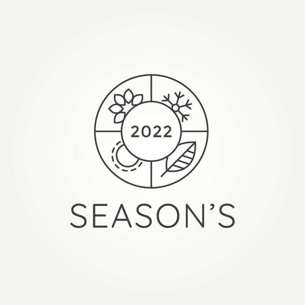 quatro temporadas em círculo estilo linha arte logotipo modelo ilustração vetorial. conceito simples minimalista do logotipo das estações de inverno, primavera, verão e outono vetor