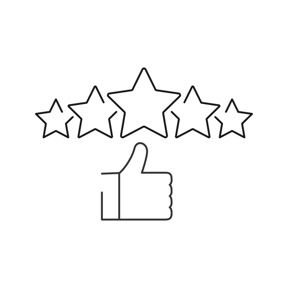 cinco estrelas e mão, revisão do cliente, ícone de classificação de qualidade vetor
