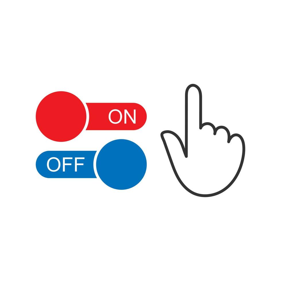 toque ou desligue com o ícone de vetor de mão. para design gráfico e web