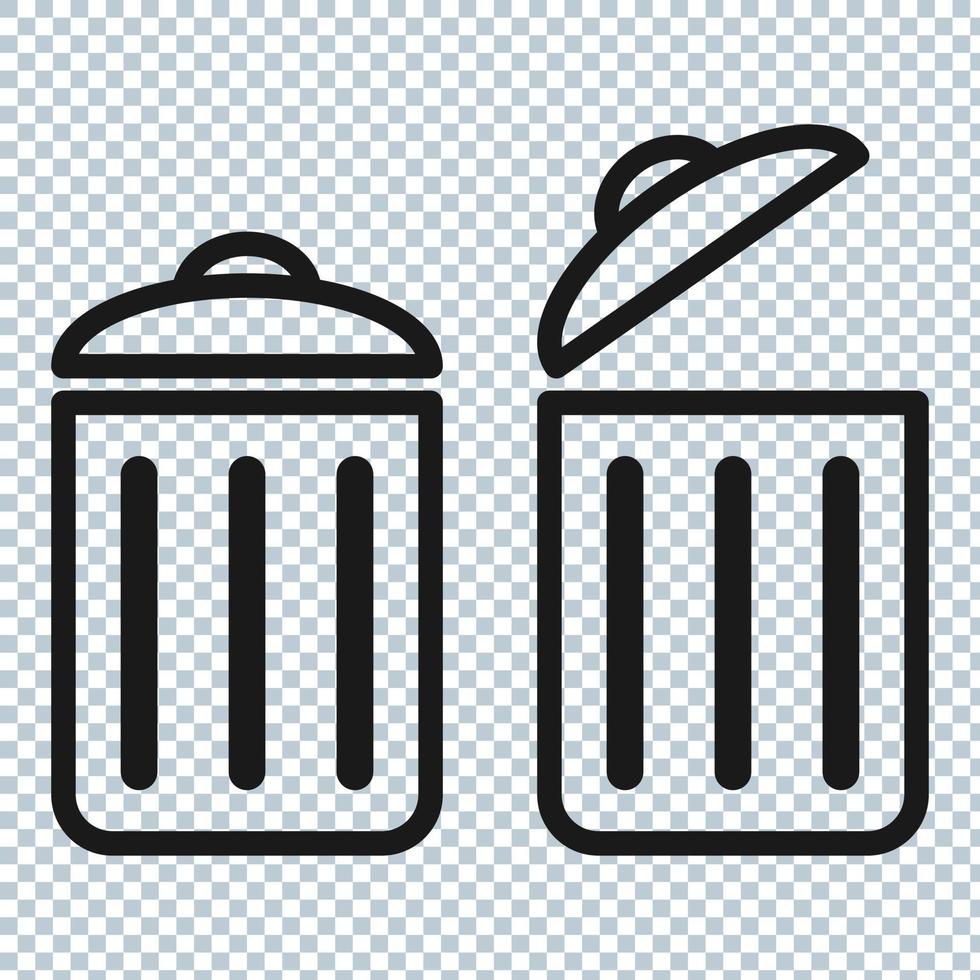vetor de ícone de lixeira. símbolo de lixo, sinal de lixeira plana da cor da coleção da indústria editável.