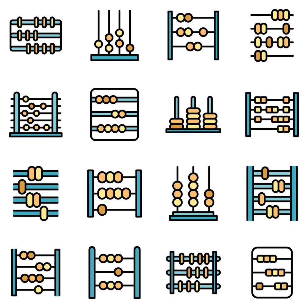 conjunto de ícones de ábaco plano de vetor