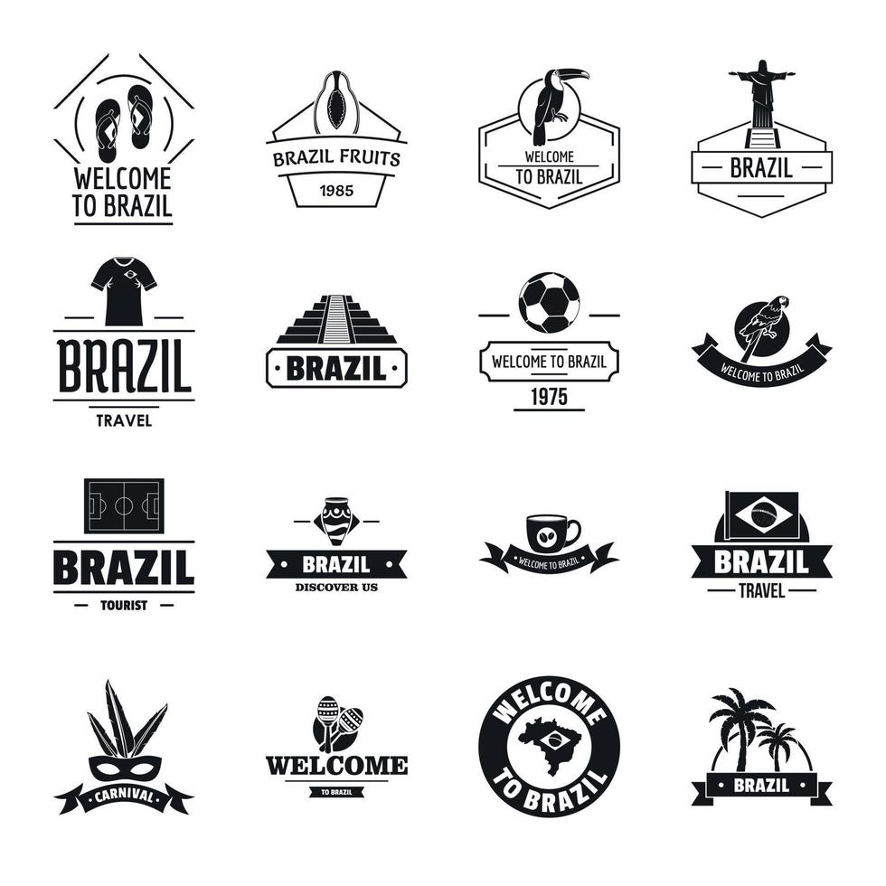 conjunto de ícones do logotipo de viagens do brasil, estilo simples vetor