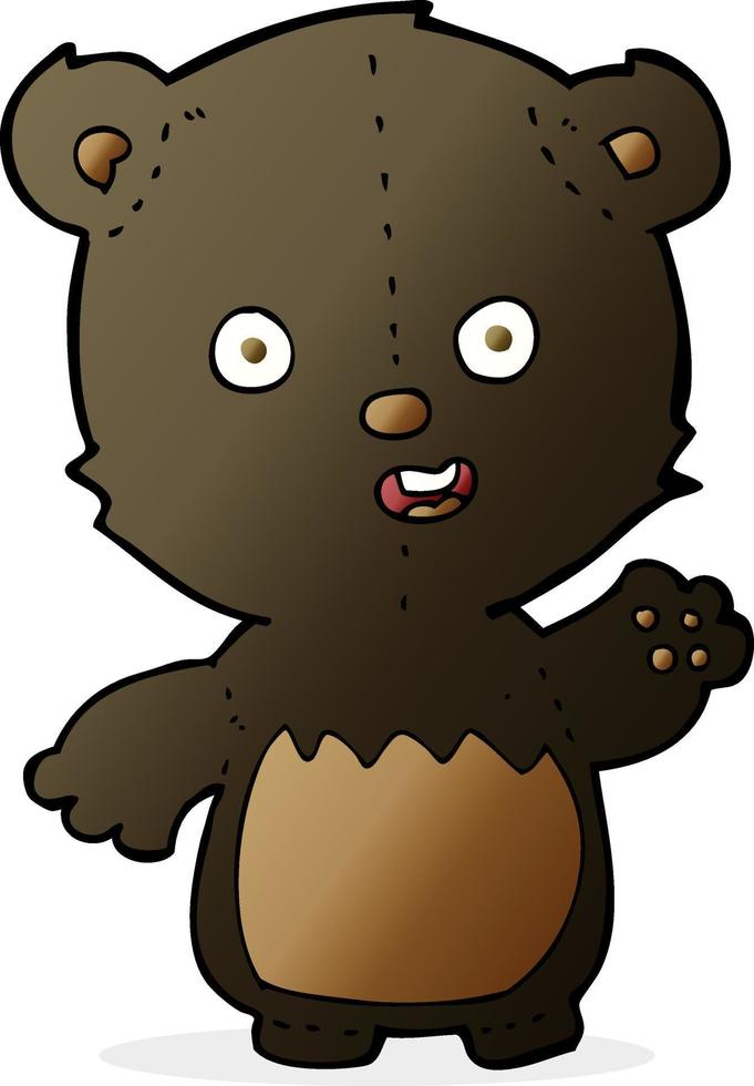 desenho animado acenando o filhote de urso preto vetor