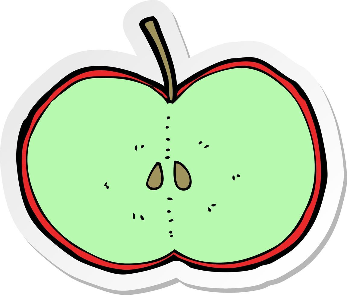 adesivo de uma maçã fatiada de desenho animado vetor