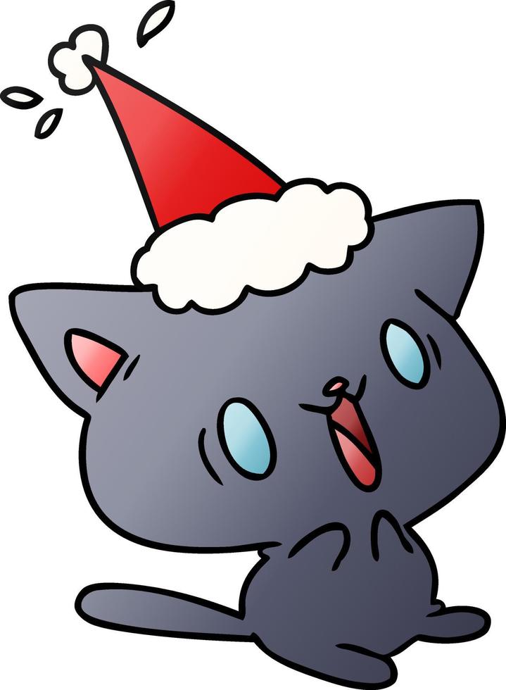 desenho de gradiente de natal de gato kawaii vetor