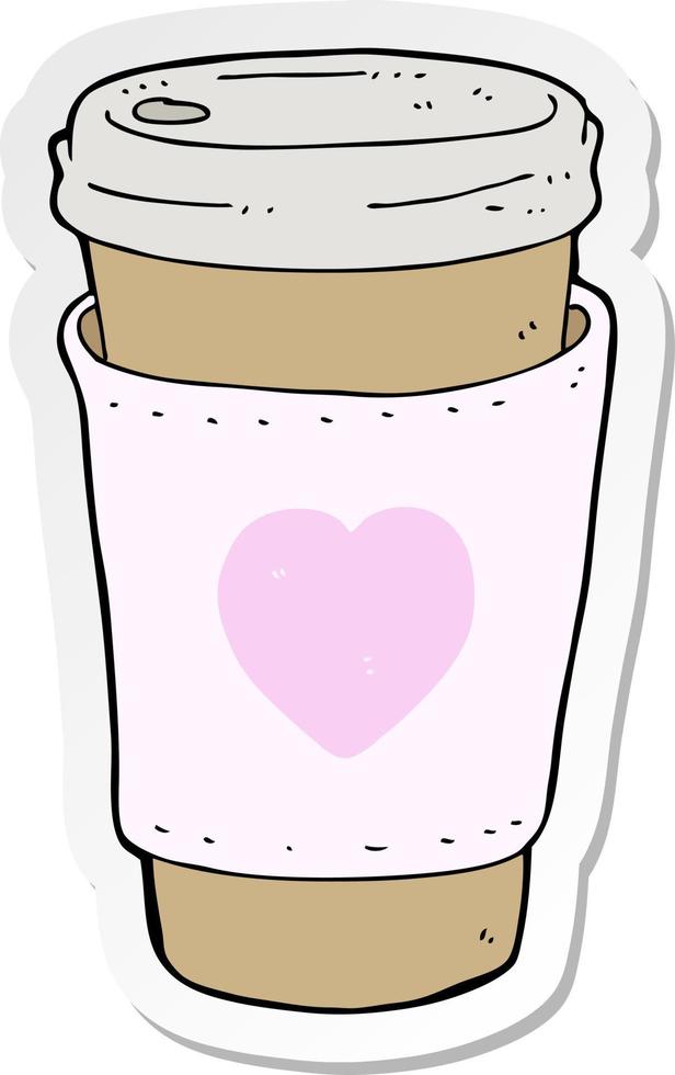 adesivo de um desenho animado eu amo xícara de café vetor