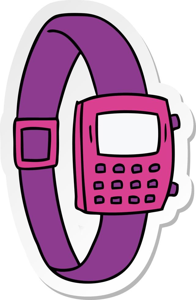 doodle de desenho de adesivo de um relógio de adesivo vetor