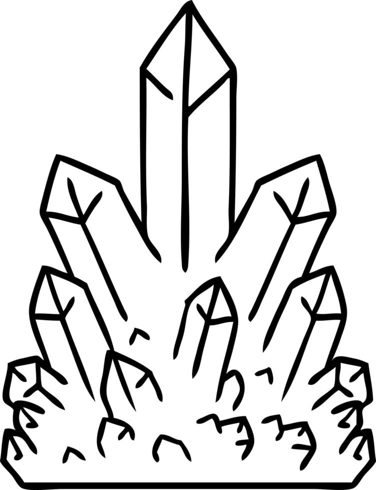 doodle de desenho de linha de gemas de cristal vetor