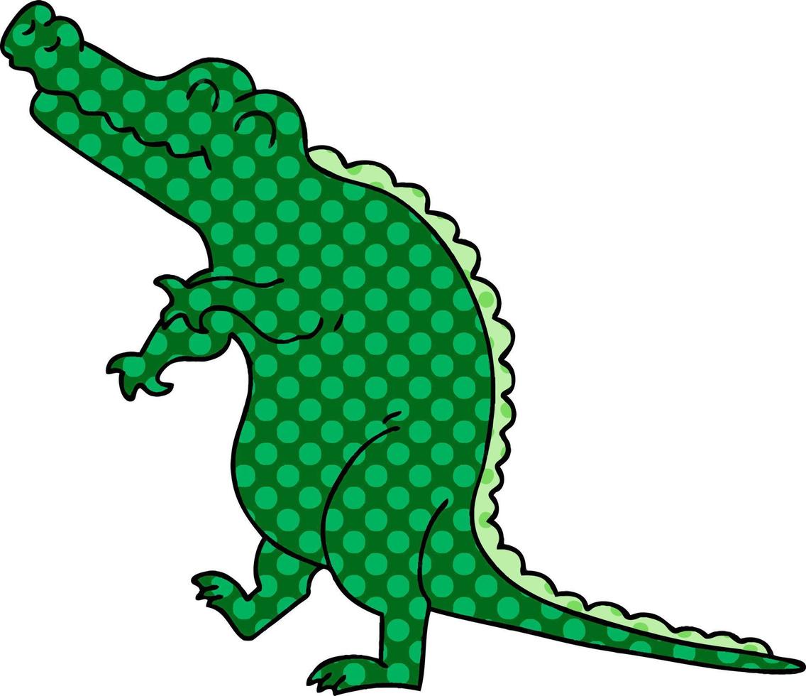 crocodilo de desenho animado de estilo de quadrinhos peculiar vetor