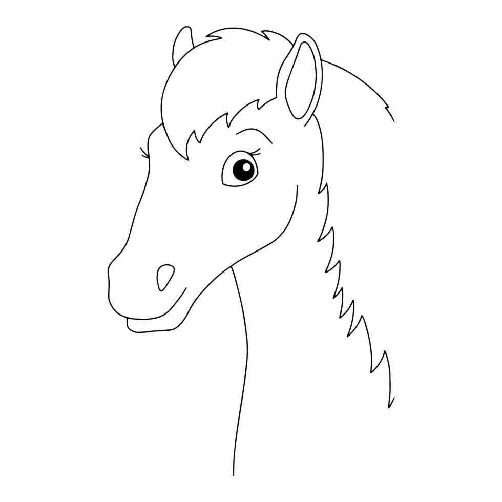 cabeça de cavalo bonita. animal de fazenda. página do livro para colorir para crianças. estilo de desenho animado. ilustração vetorial isolada no fundo branco. vetor