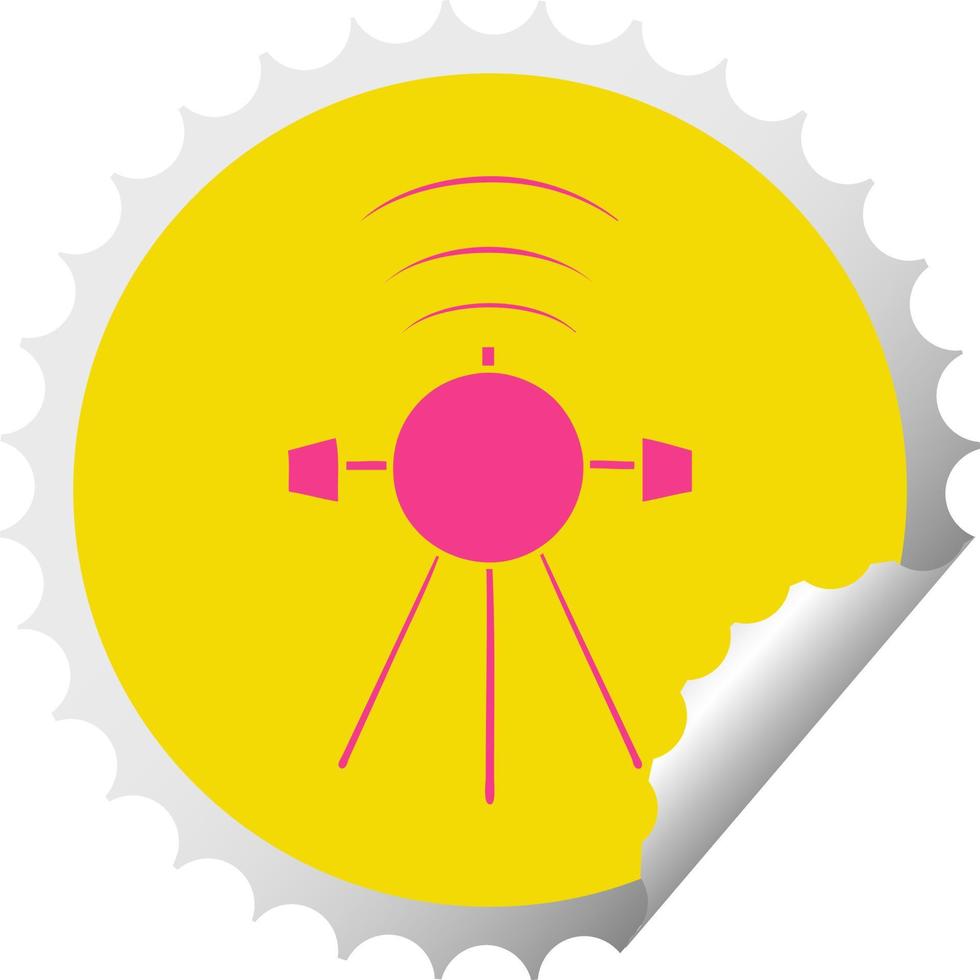 satélite de desenho de adesivo de peeling circular vetor