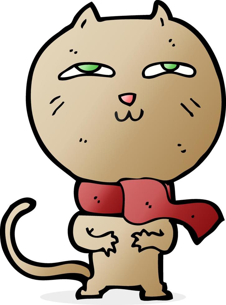gato engraçado dos desenhos animados usando cachecol vetor