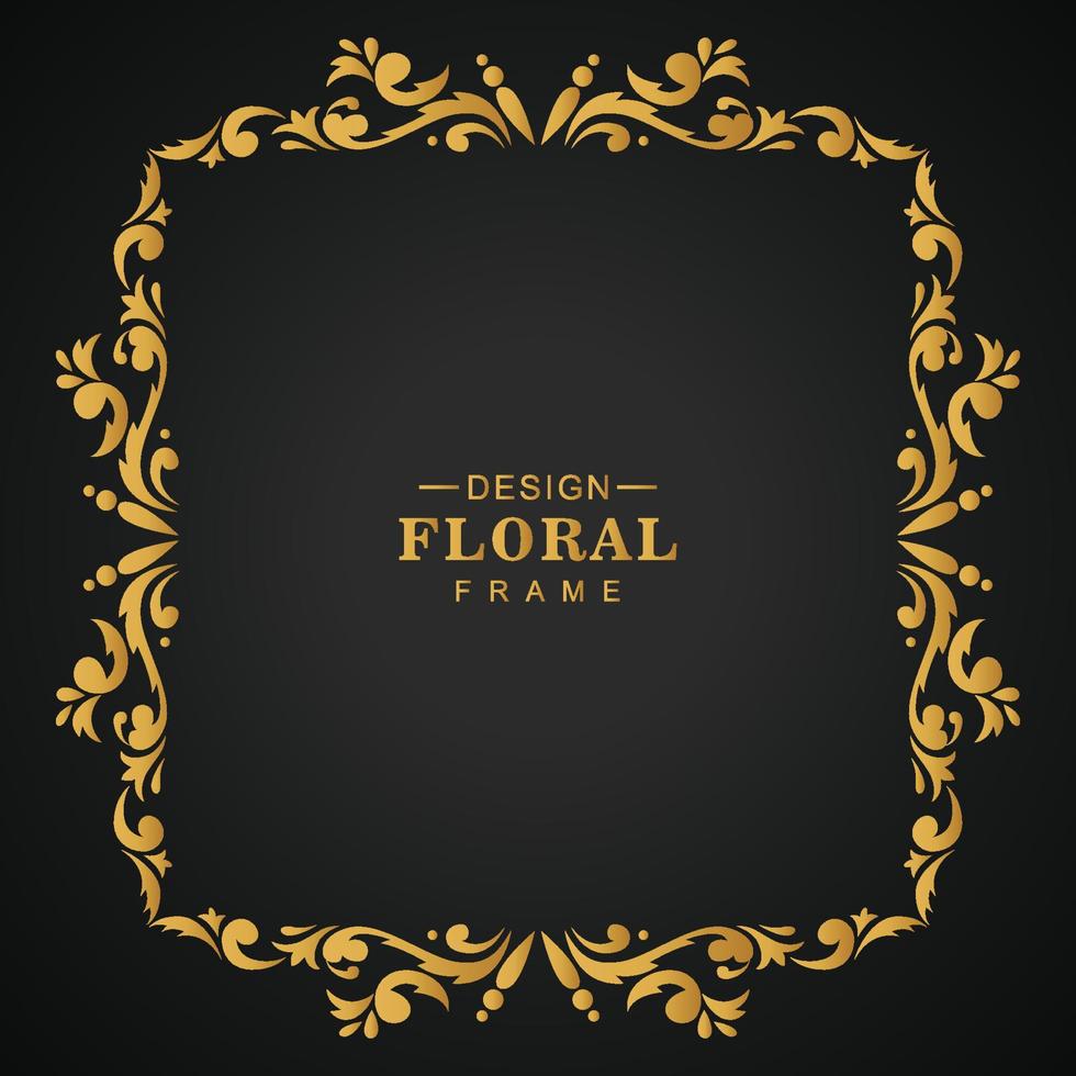 fundo de moldura floral ornamental dourada de luxo decorativo vetor