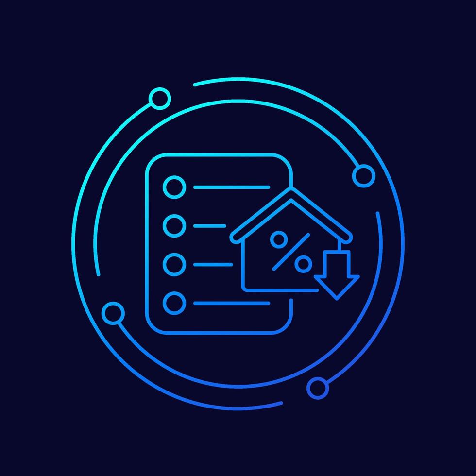 refinanciamento de hipoteca, ícone de vetor de linha de empréstimo à habitação