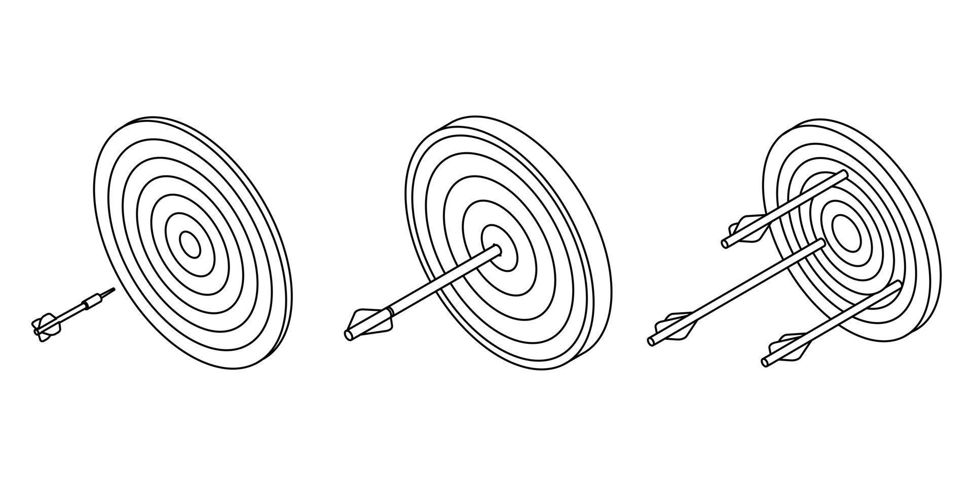 ícones de tiro com arco definir contorno vetorial vetor