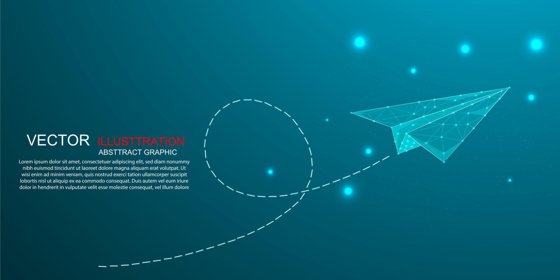 startup de negócios de avião de papel quadrado, inovação, crescimento, viagens, conceito independente o caminho a seguir. ilustração vetorial de armação de arame de avião de baixo poli vetor