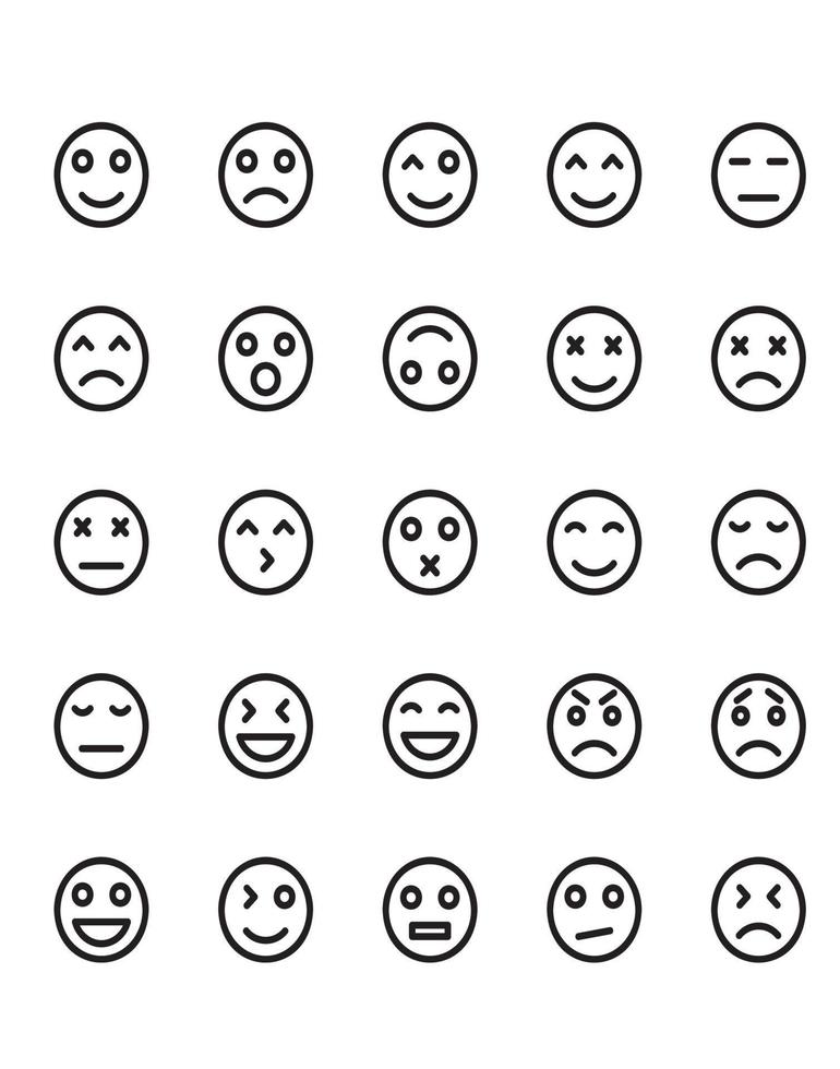 conjunto de ícones de emoticon 30 isolado no fundo branco vetor