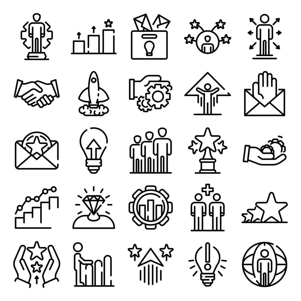 conjunto de ícones de oportunidade, estilo de estrutura de tópicos vetor
