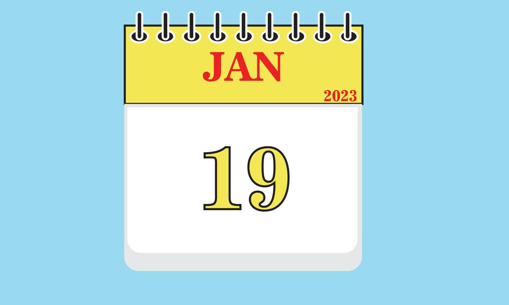 calendário 19 de janeiro de 2023 evento de plano de ícone de ano novo vetor