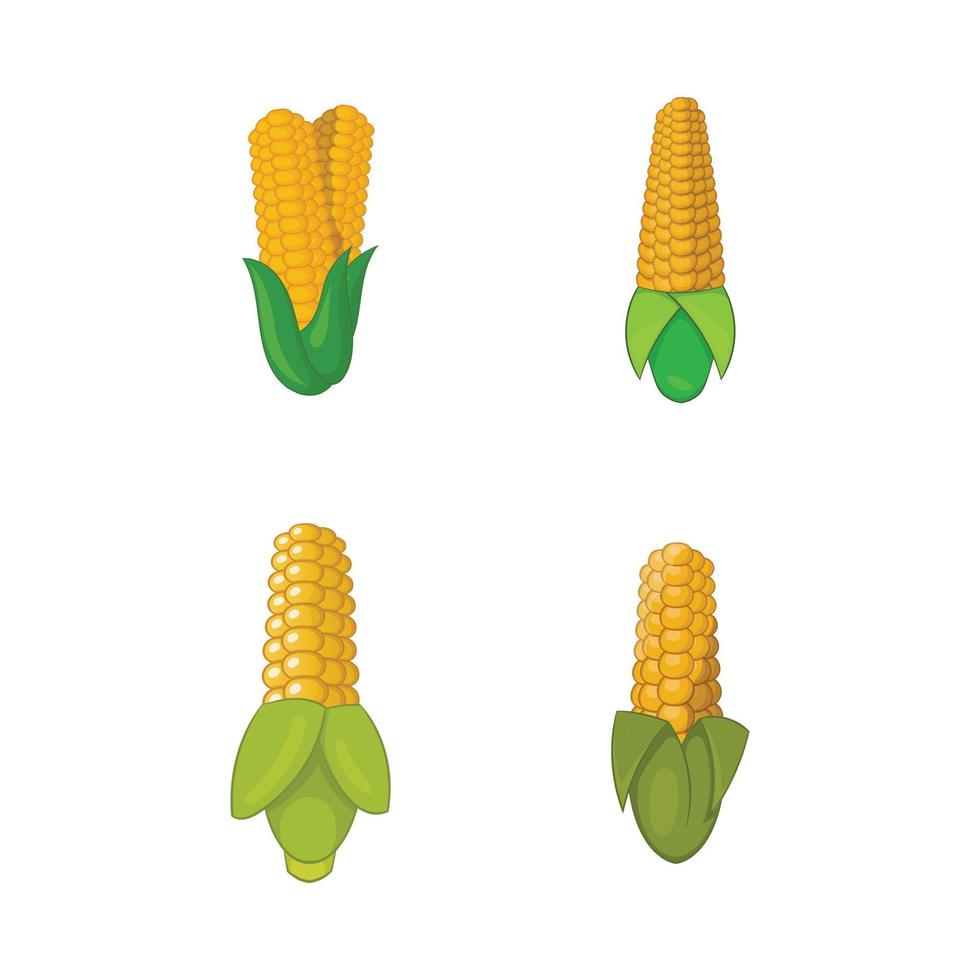conjunto de ícones de milho, estilo cartoon vetor
