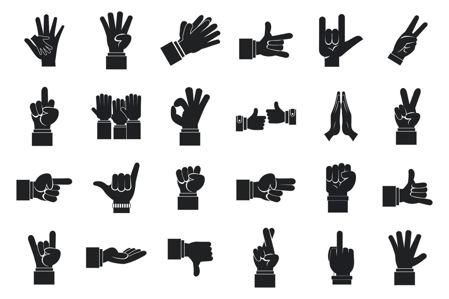 conjunto de ícones de sinal de mão, estilo simples vetor