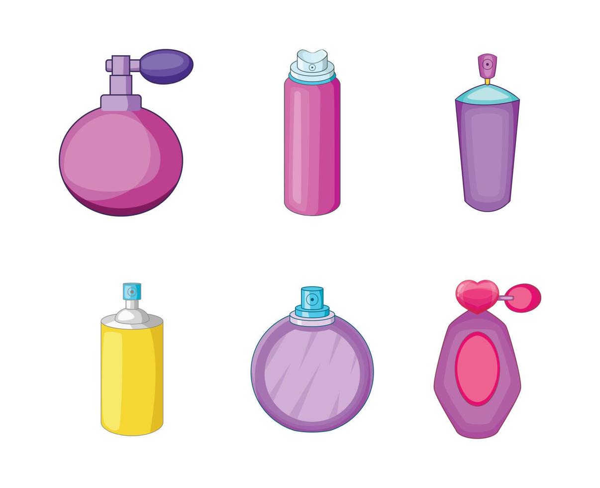 conjunto de ícones de perfume, estilo cartoon vetor