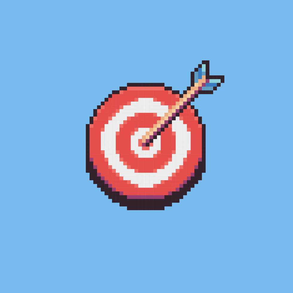 alvo bullseye e ilustração de pixel art de seta vetor