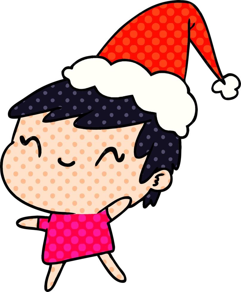 desenho de natal da garota kawaii vetor