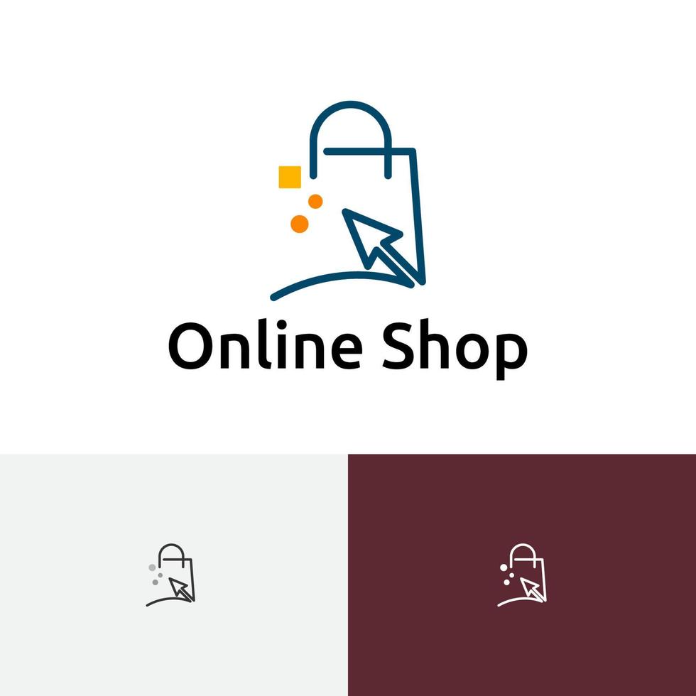 loja online clique no logotipo simples da sacola de compras vetor