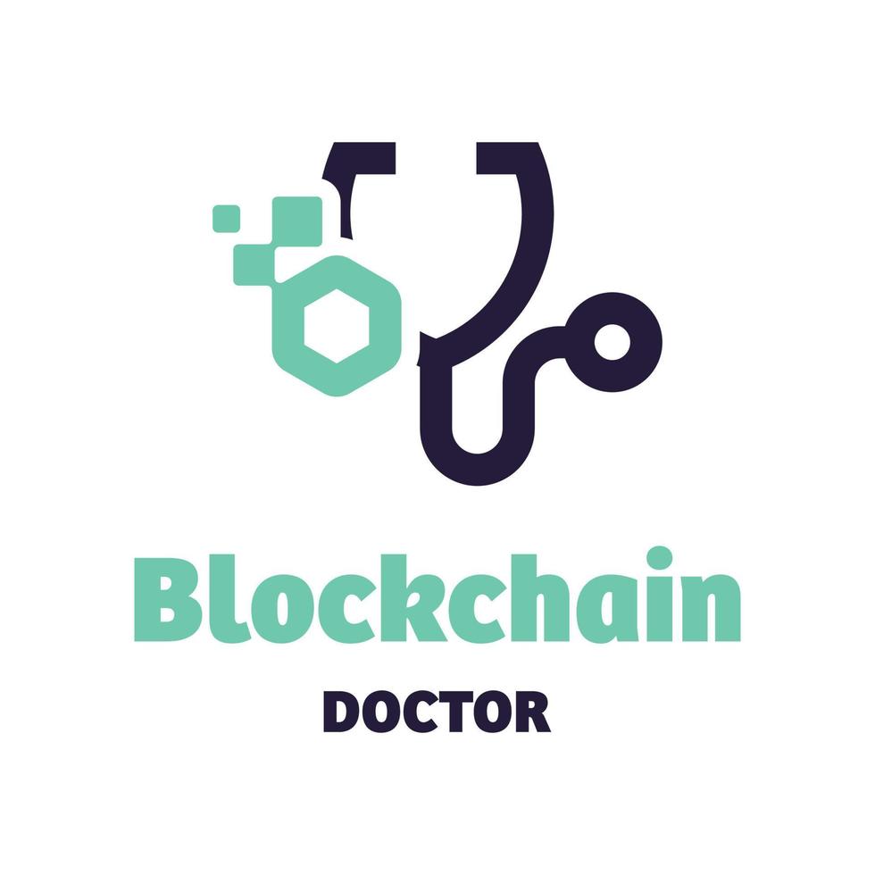 logotipo do médico blockchain vetor