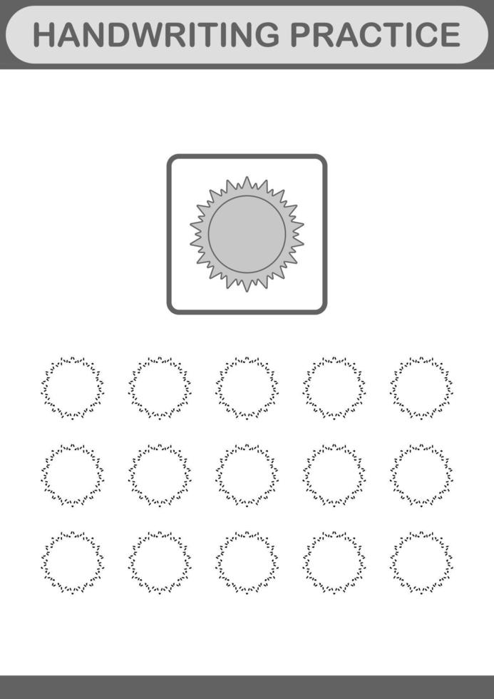 prática de caligrafia com sol. planilha para crianças vetor