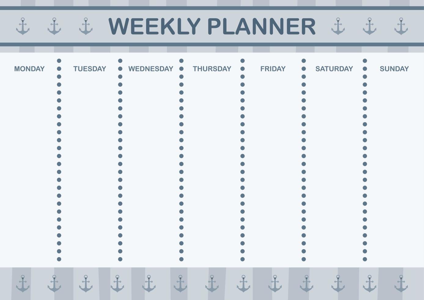 planejador diário e semanal com âncora vetor
