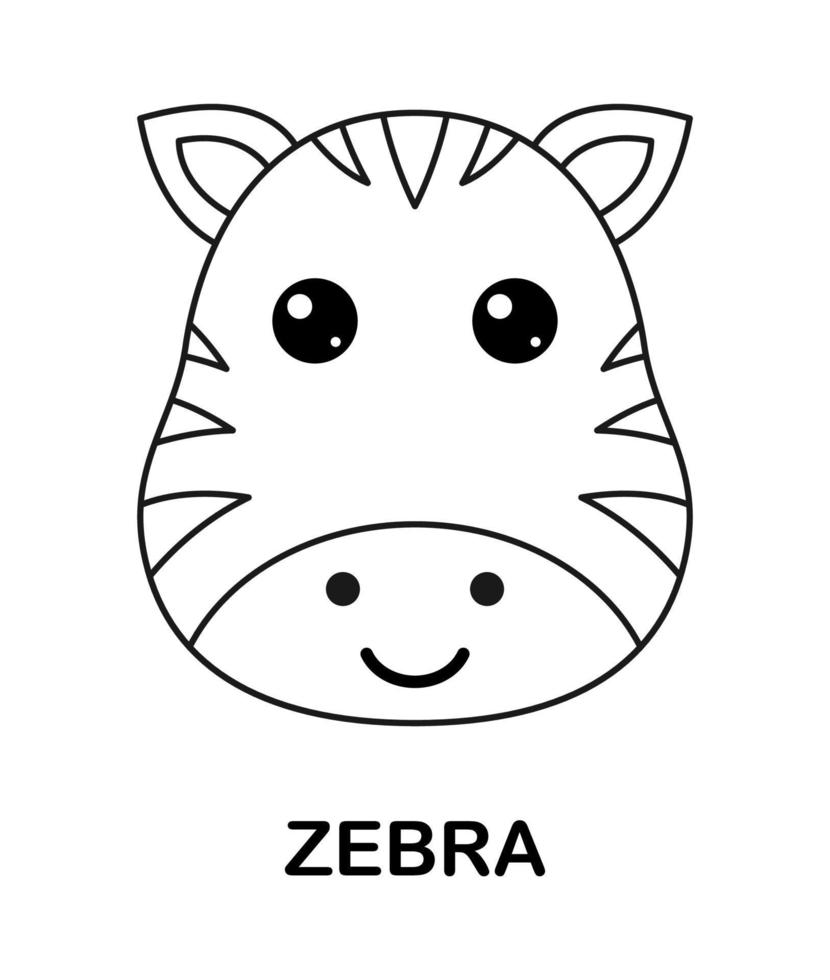 página para colorir com zebra para crianças vetor