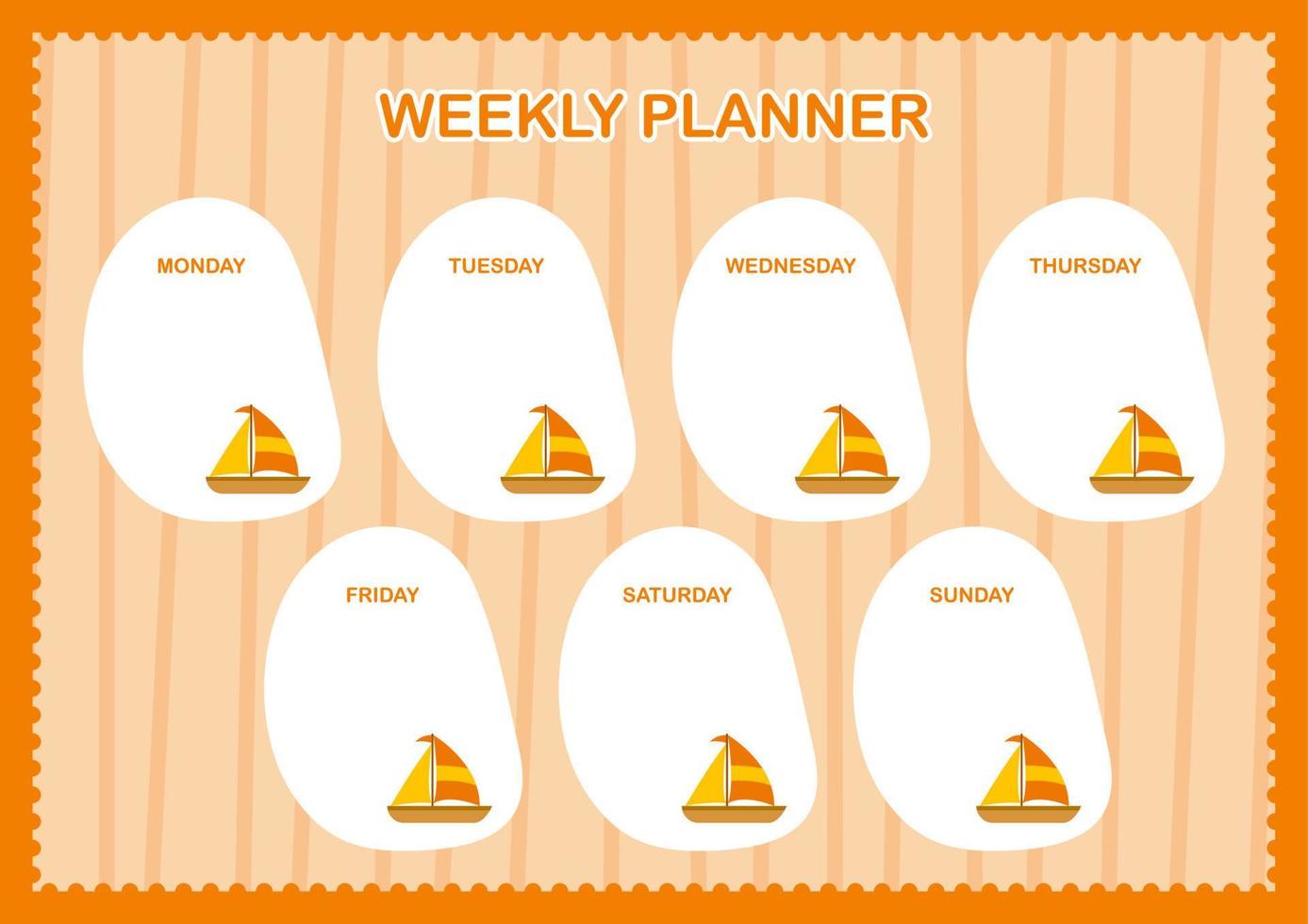 planejador diário e semanal com veleiro vetor