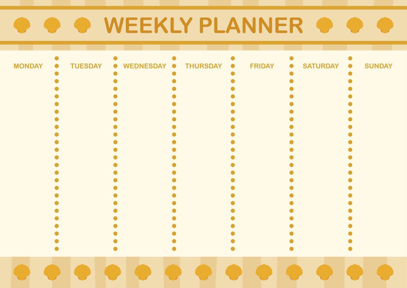 planejador diário e semanal com concha vetor