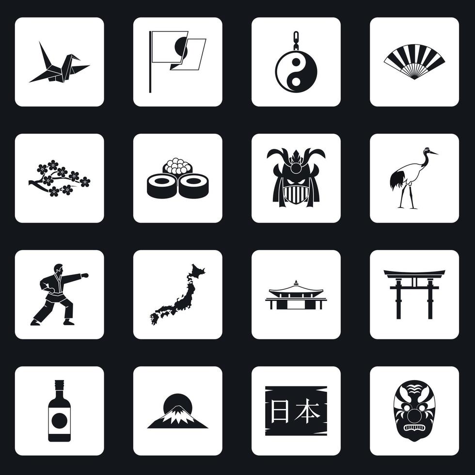 vetor de quadrados de conjunto de ícones do japão