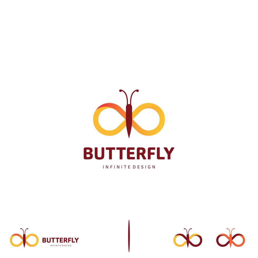 borboleta com conceito moderno de design de logotipo infinito vetor