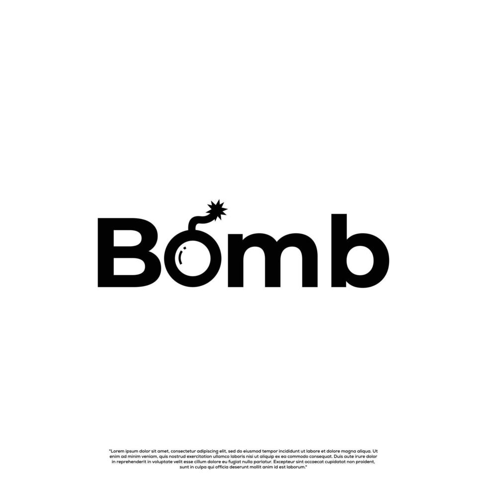 monocromático de letras de logotipo de bomba. modelo de ícone simples de design de logotipo boom vetor