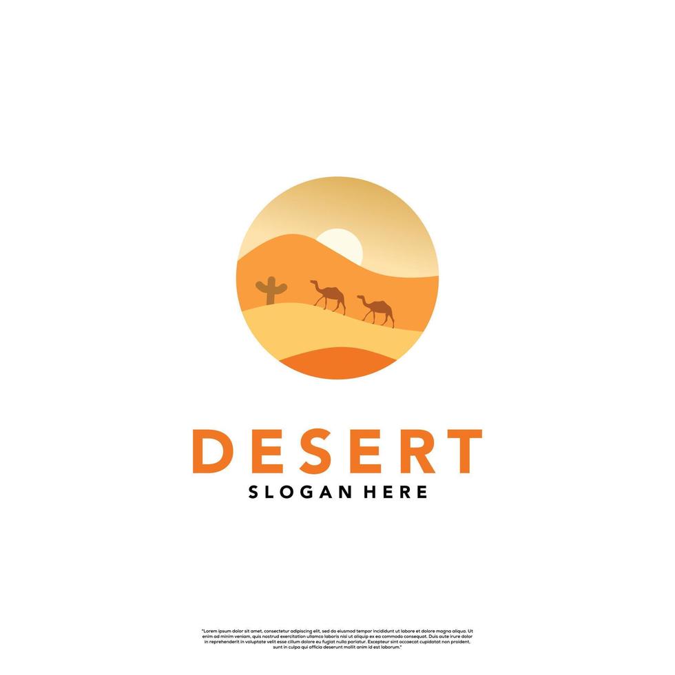 ilustração de ícone de vetor de logotipo do deserto, elemento gráfico moderno, em fundo isolado, design de logotipo de camelo
