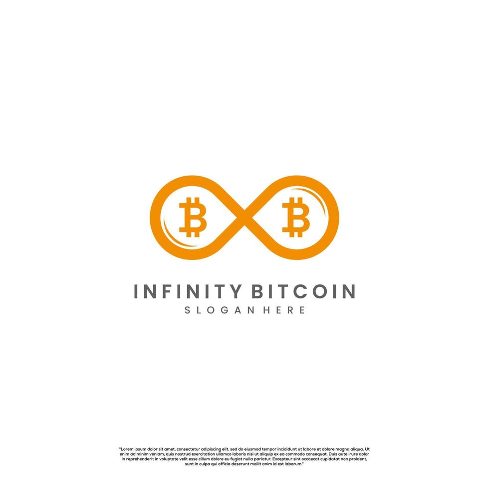 modelo de ícone de logotipo de bitcoin infinito vetor