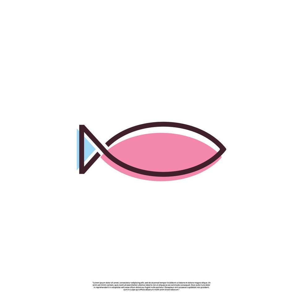 logotipo de peixe com estilo monoline de arte de linha minimalista simples vetor