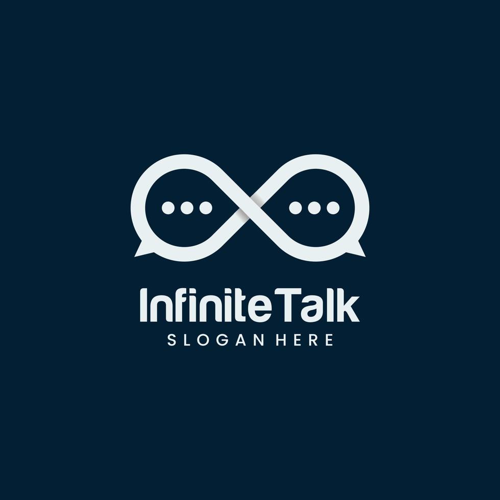 modelo de ícone de design de logotipo de conversa infinita, símbolo infinito com conceito de logotipo de fala de bolha vetor