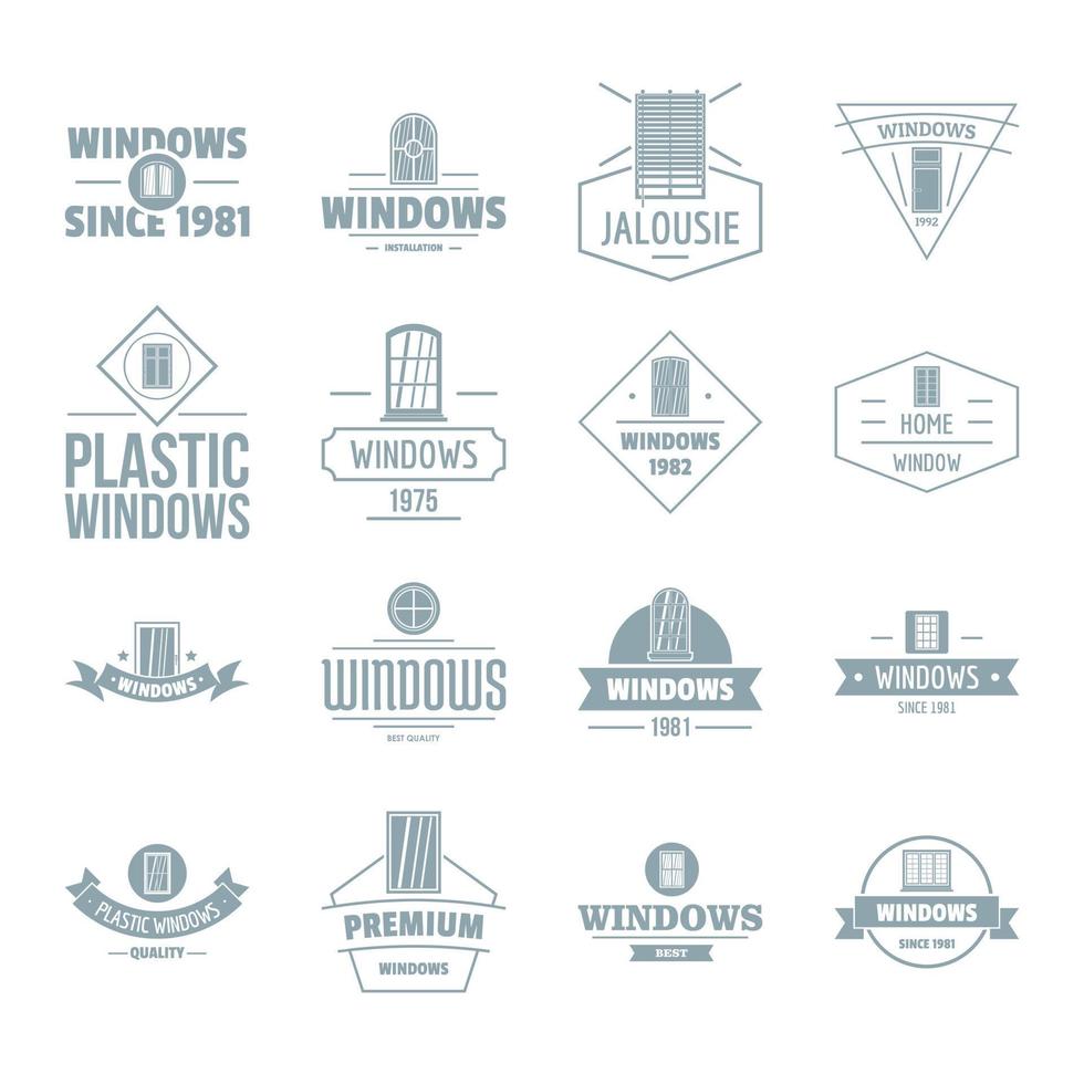 conjunto de ícones de logotipo de construção de janela, estilo simples vetor