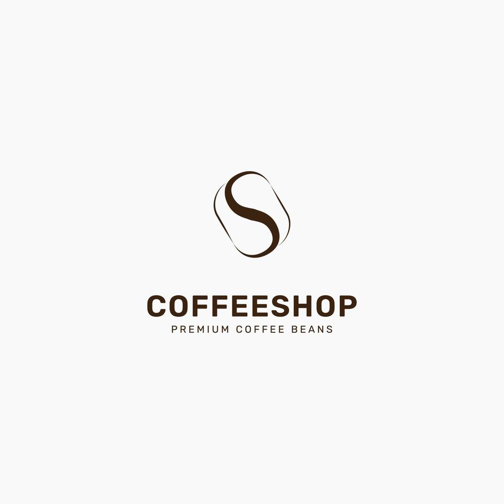 s design de logotipo e grãos de café vetor