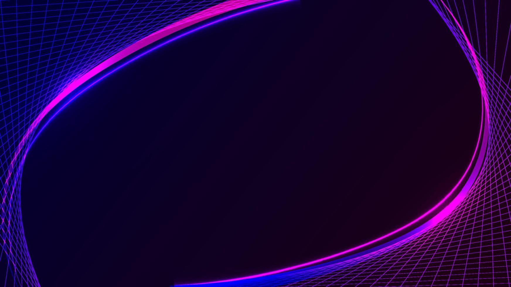 modelo de tecnologia abstrata linhas de grade azul e rosa com efeito de iluminação neon em fundo preto vetor